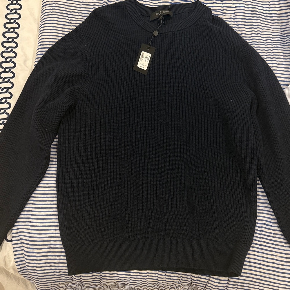 rag & bone Men's Dark Navy Crewneck Sweater